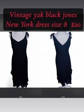 Jones New York Black V-Neck Tie-Shoulder Midi Dress